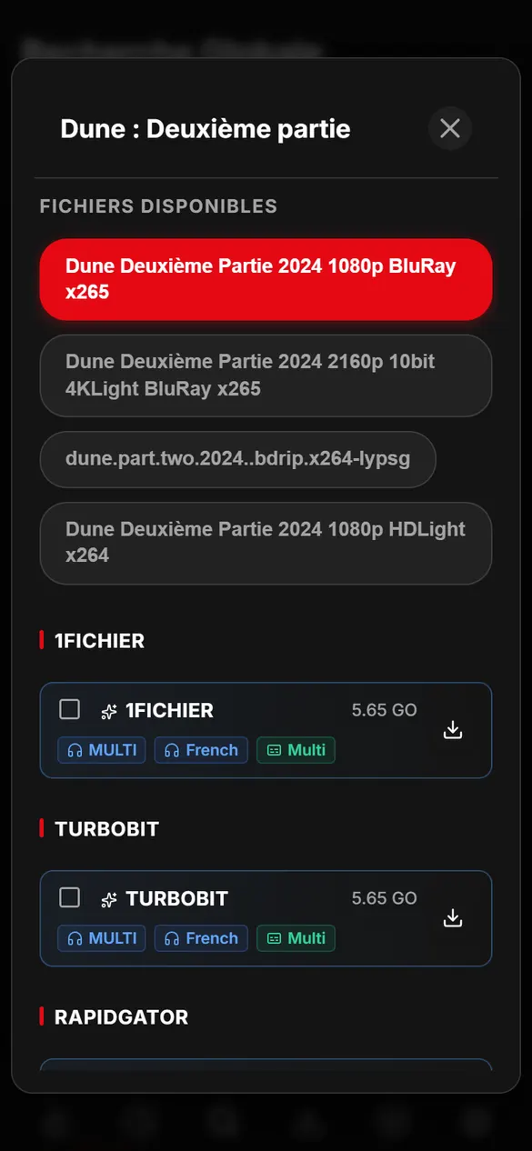 Choix du fichier (mobile)