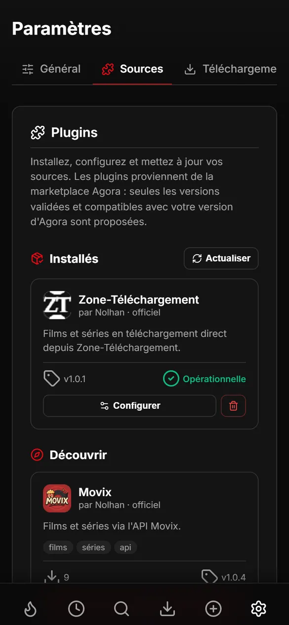 Marketplace de sources (mobile)