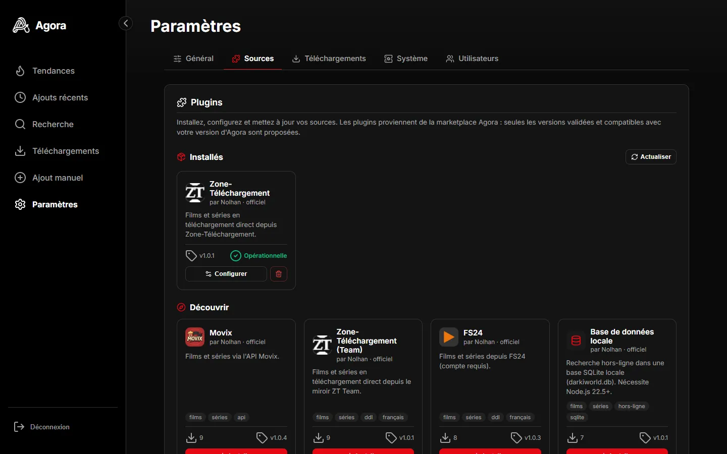 Marketplace de sources